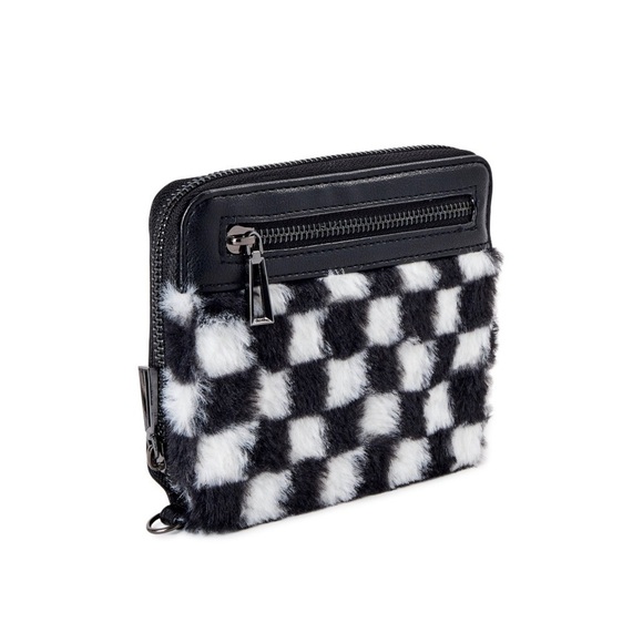 ANIKA checkered Fur zipper Wallet NWT!! - Picture 1 of 5